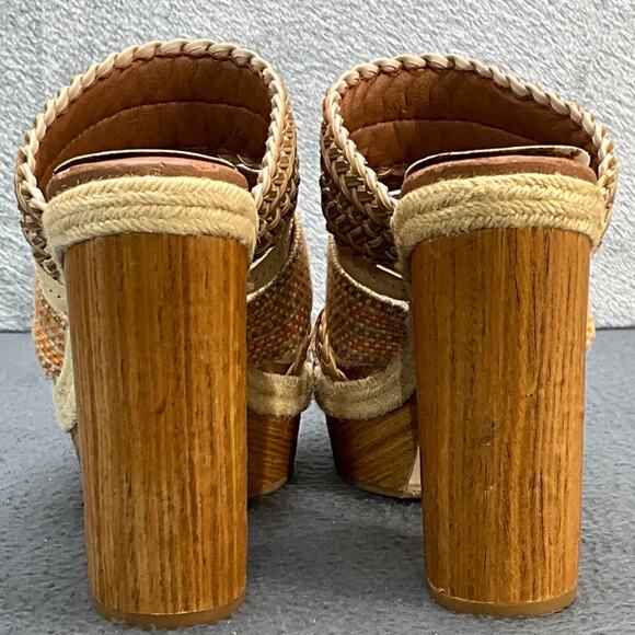 Lucky Brand Mika Peach Open Toe Strappy Mule  4" Platform Chunky Heel Women 9.5 - Picture 8 of 9